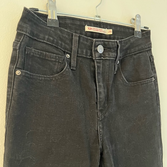 Levi’s 721 High Rise Skinny, Black Denim Jeans, Size 25 - Picture 3 of 4